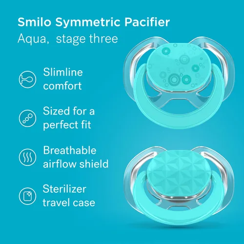 Miniatura 2 de Smilo Chupete para bebé, paquete de 2 chupetes delgados para bebés con caja de esterilización, etapa 3 para bebés de 9 meses en adelante, chupetes