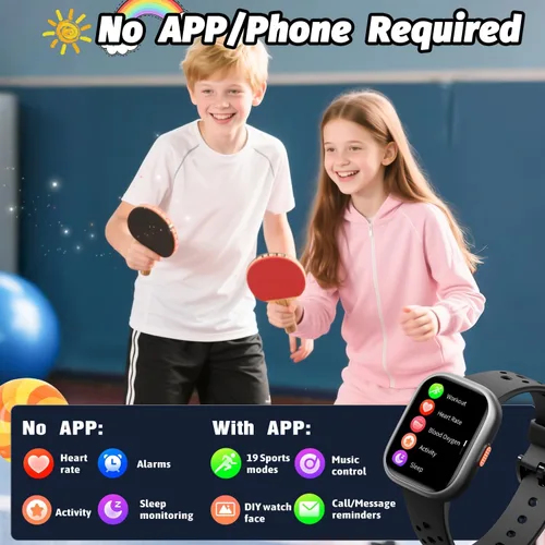 Miniatura 2 de Heroange - Reloj inteligente para niños y niñas, resistente al agua IP68, reloj de seguimiento de fitness para niños con pantalla de 1.83", monitor