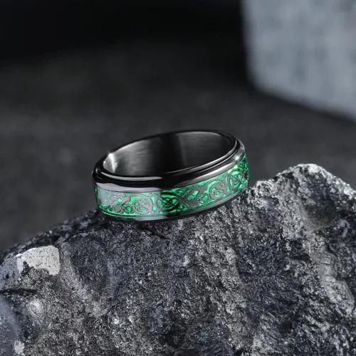 Miniatura 107 de King Will Anillo giratorio de acero inoxidable 316L para hombres y mujeres, 0.315 in de dragón/nudo celta, anillo para ansiedad para aliviar
