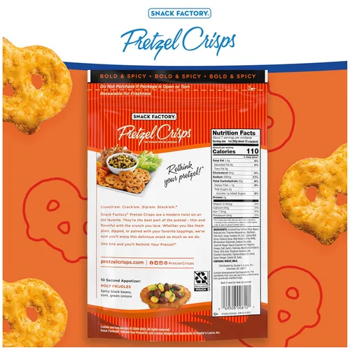 Miniatura 2 de Papas fritas de pretzel Buffalo Wing de Snack Factory, sin OGM, bolsa resellable de 7.2 onzas