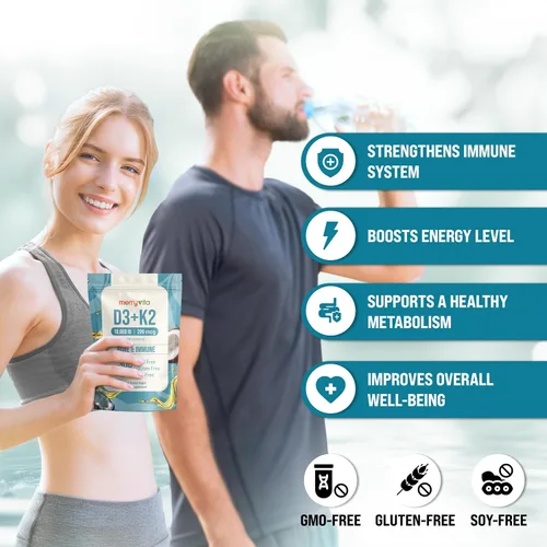 Miniatura 5 de MERRY VITA Vitamina D3 K2 300 cápsulas blandas – 10000 UI y 200 MCG K2 MK7 – A base de plantas, vegano, sin OMG, sin gluten – Aceite de coco