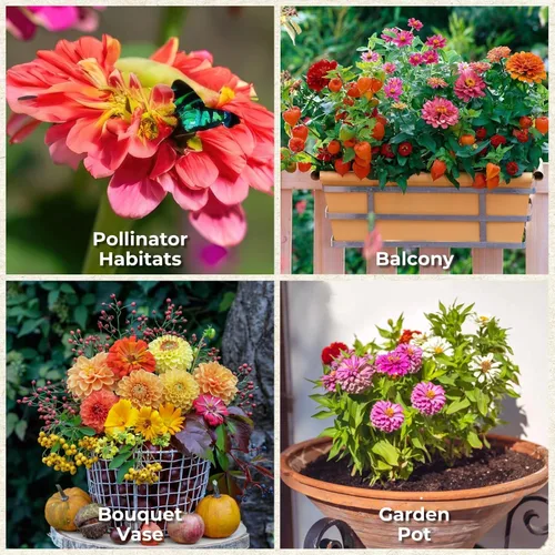 Miniatura 6 de Más de 16000 semillas de flores de Zinnia para mezcla de colores 2026-7+, alta tasa de germinación, perfectas para jardines, mezcla de semillas