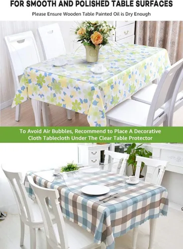 Miniatura 6 de Protección de mesa transparente de 24" x 36" de plástico, mantel de vinilo impermeable lavable, PVC para mesas de madera rectangulares, mesa