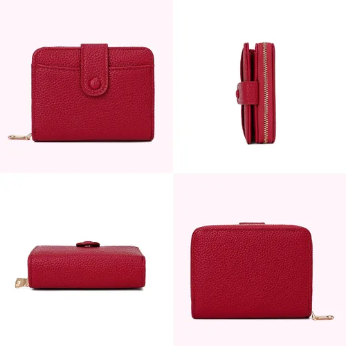 Miniatura 2 de veniee Cartera de tarjetas para mujer con tarjetero y organizador de tarjetas de crédito, Rojo -, Cartera con tarjetero
