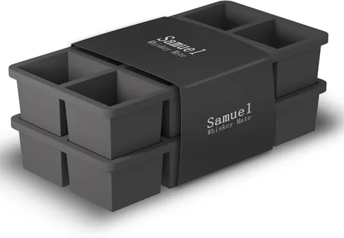 Samuelworld Moldes grandes de silicona para cubitos de hielo, paquete de 2, cubos grandes de 2 pulgadas, grado alimenticio, flexibles, 8 cavidades,