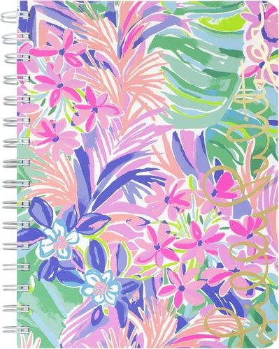 Miniatura 7 de Lilly Pulitzer Cuaderno de espiral de tapa dura mini azul/dorado, 8.25 x 6.5 pulgadas, pequeño diario con 160 páginas a rayas universitarias, Aqua