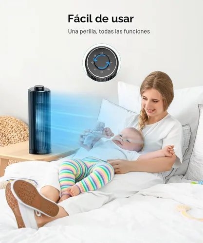 Miniatura 8 de Abolee Ventilador de torre, ventilador de escritorio de 23 pies/s, ventilador de mesa oscilante de 70° para dormitorio, ventilador de mesa de pie