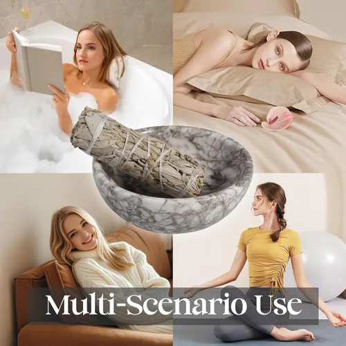 Miniatura 7 de Koville Soporte de incienso de mármol natural, soporte de incienso para palos con 9 agujeros, quemador de incienso hecho a mano, atrapador