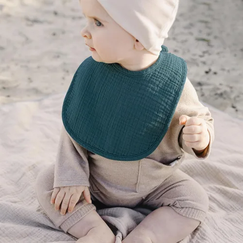 Miniatura 6 de Konssy - Paquete de 10 baberos de muselina para bebé, baberos de bandana de algodón suave para babeo y dentición, colores sólidos unisex para niños