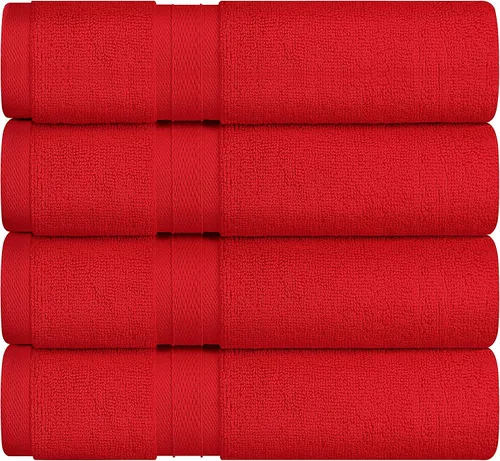 Miniatura 11 de Towel and Linen - Juego de toallas Mart color borgoña, 2 toallas de baño, 2 toallas de mano y 4 paños de 2 capas de baja torsión de 600 GSM, hilado