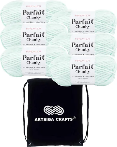 Miniatura 38 de Premier Yarns Parfait Chunky Mushroom 1150-41 (6 madejas - mismo lote de tinte) Peso S Bulky #6 Hilo de poliéster para ganchillo y punto con bolsa