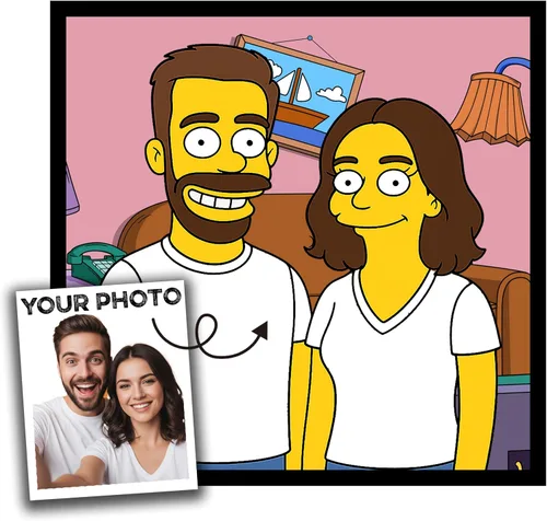 Miniatura 12 de Retrato de dibujos animados de estilo Simpson personalizado de tu foto, medio cuerpo, prueba de 24 horas, póster impreso o lienzo, regalo