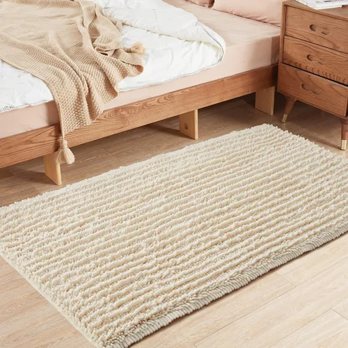 Miniatura 31 de FLOLEOPA Alfombras de Baño de Microfibra de Felpa Suave, Alfombras de Baño Absorbentes Antideslizantes Lavables a Máquina, Tapetes de Baño para Beige