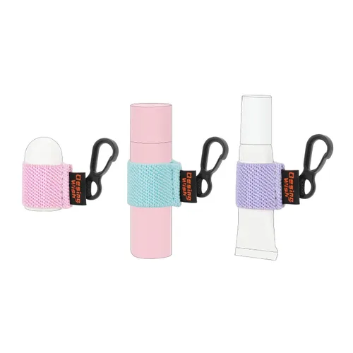 Mini Chapstick Holder Llavero de manga elástica Chapstick Llavero titular para bálsamos labiales/brillo labial/lápices labiales, Paquete de 3,