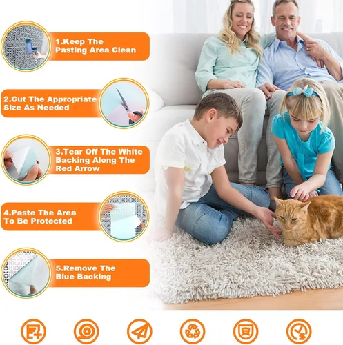Miniatura 2 de Paquete de 20 cintas disuasorias para gatos, protector de muebles de arañazos para gatos, cinta adhesiva transparente de doble cara anti arañazos