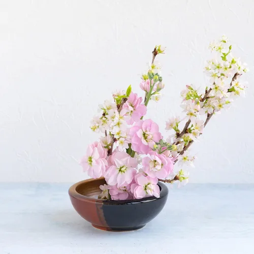 Miniatura 3 de Kit esencial de herramientas para arreglos florales Ikebana japonés de la serie Minoyaki de Wazakura con pequeña jarra de cerámica redonda y rana