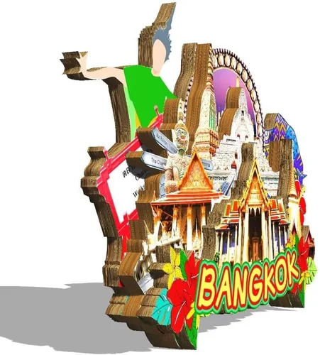 Miniatura 2 de Imán de Bangkok Tailandia para nevera de madera 3D hitos de viaje coleccionables recuerdos decoración hecha a mano - 2