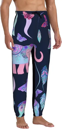 Miniatura 3 de Jutdopt Men Elephant Feathers Leaves Sweatpants Joggers Sweatpants Baggy Jogger Pants with Pocket for Men