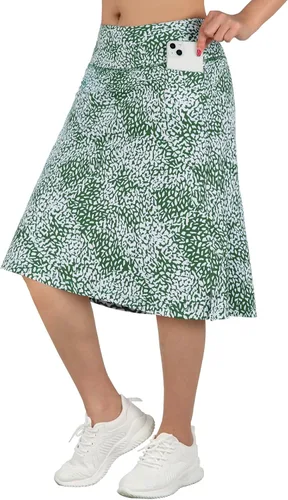 beroy Faldas de falda de longitud media para mujer con 3 bolsillos, faldas modestas para mujer, falda pantalón de 24 pulgadas hasta la rodilla