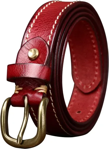 Miniatura 48 de Cinturones para mujer para jeans de 1.1 pulgadas de ancho, cinturones para vestidos de cuero de grano completo con hebilla dorada, caja de regalo