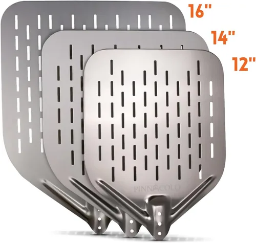 Miniatura 2 de Cáscara de pizza de aluminio perforado de 16 pulgadas con asa, ligera y premium, perfecta para pizza, pan y pasteles caseros