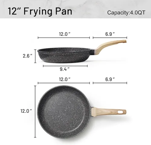 Miniatura 2 de CAROTE Sartén antiadherente para saltear y sartén para tortillas, sartén de chef de granito no tóxica y saludable, sartén para huevos compatible