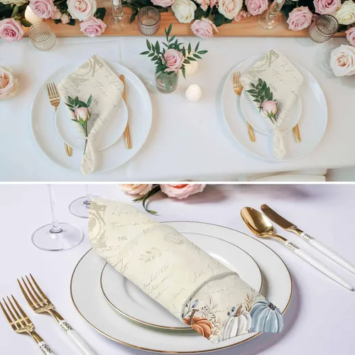 Miniatura 3 de Elegant Pumpkins - Servilletas de tela de lino de 8 paquetes, servilletas reutilizables de mesa de cóctel para boda, fiesta, almuerzo, hotel, Azul