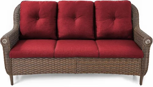 Miniatura 16 de Sofá de mimbre para patio, sofá de mimbre para exteriores, resistente para todo tipo de clima, sofás para 2 personas con respaldo alto y cómodos