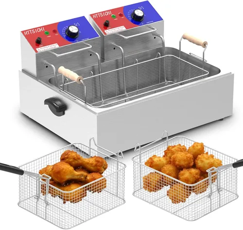 Miniatura 11 de Freidora Comercial Profunda - Freidora Eléctrica Profunda de 12 L con Cesta de 6 L, Freidora Comercial Profunda con Cesta, Freidora de Acero