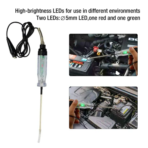 Miniatura 4 de allsun Probador de circuito audible automático, cable de perforación de cable de 6 a 12 V CC, luz de prueba de voltaje resistente, probador de luz