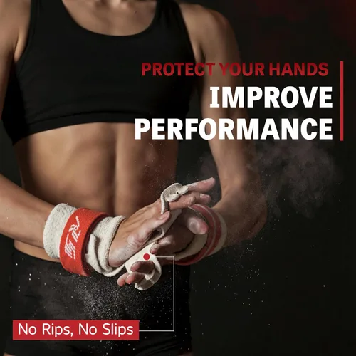Miniatura 3 de Reisport Protec - Empuñaduras de gimnasia desiguales para mujer, agarres de cuero de triple resistencia para barras de gimnasia, equipo de gimnasia