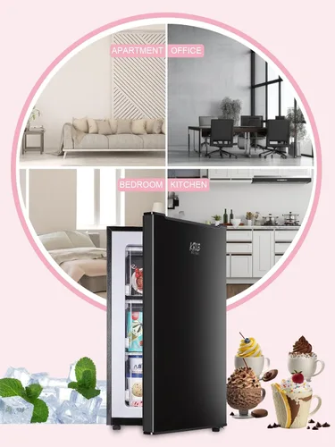 Miniatura 3 de KRIB BLING - Congelador vertical de 3.2 pies cúbicos con control de temperatura de 3 grados, mini congelador con estantes de alambre, adecuado