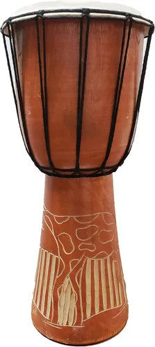 Miniatura 9 de Djembe Drum Carved Bongo música de inspiración africana también una idea única para regalar. Carver Abstract Elephant Giraffe Turtle.