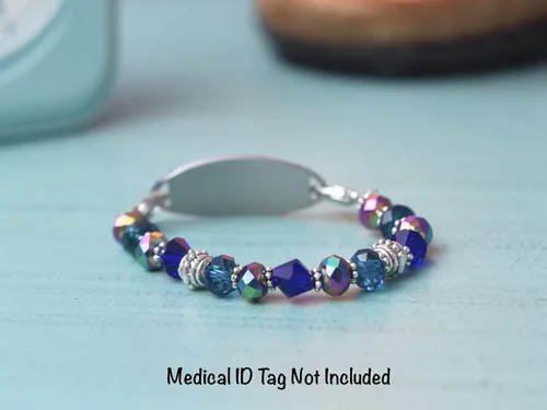 Miniatura 5 de Pulsera elástica de alerta médica, pulsera de identificación médica de repuesto intercambiable, etiqueta de identificación no incluida, cristales