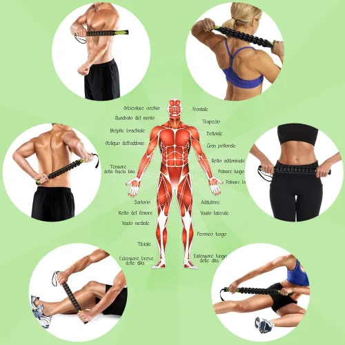 Miniatura 6 de Sportneer Varilla de rodillo muscular, masajeador de piernas y espalda de tejido profundo para atletas, alivia el dolor, calambres y músculos