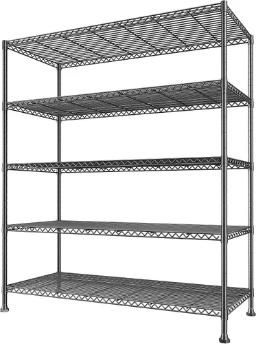 Miniatura 13 de REIBII Estantería de almacenamiento de 75''H de metal, estantería de 6 niveles con cable para despensa, estantería de garaje ajustable de 1200LBS