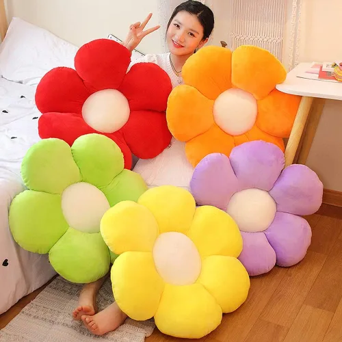 Miniatura 3 de lannery Almohada de felpa con flores, cojín de asiento para el suelo en forma de flor, juguete para leer, habitación, ver la televisión