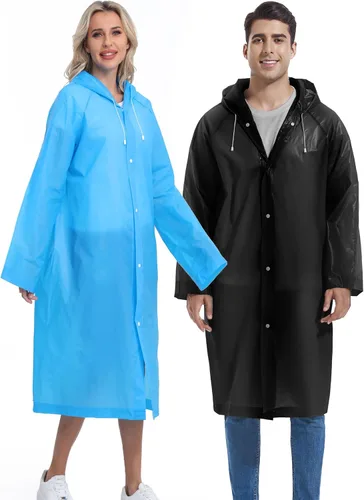 Miniatura 41 de 2 abrigos de lluvia de Borogo para adultos, chaquetas de lluvia reutilizables para hombres y mujeres