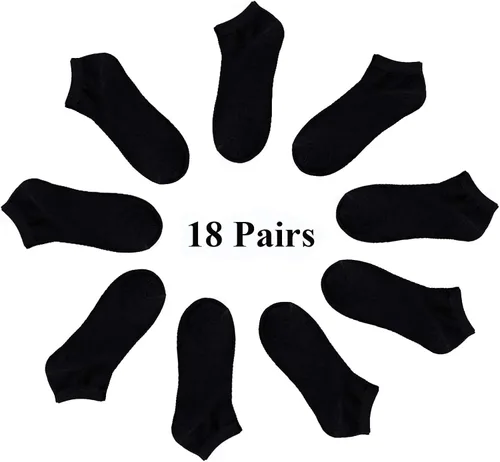 Miniatura 7 de Janegio - 18 pares de calcetines deportivos de corte bajo y medio acolchonados hasta el tobillo para niños y niñas