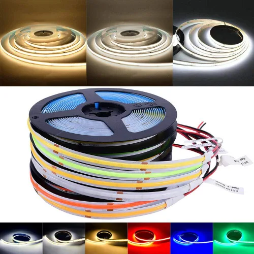 Miniatura 2 de 384Led/m 16.4ft COB Flexible LED Tira de Luz DC12V/24V Cinta Bendable (12V, Rojo)