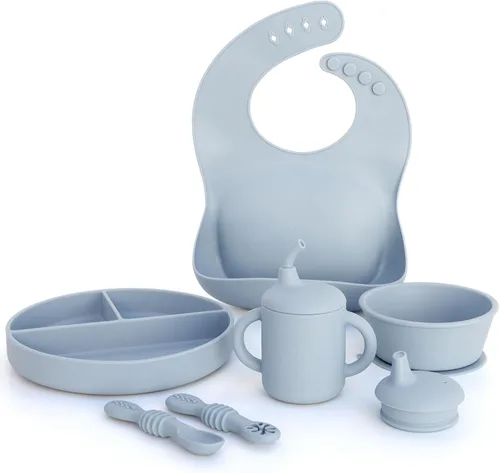 Little Loon Baby Juego de iniciación Led Weaning - Kit completo de alimentación de silicona para más de 6 meses - Platos para bebés, baberos,