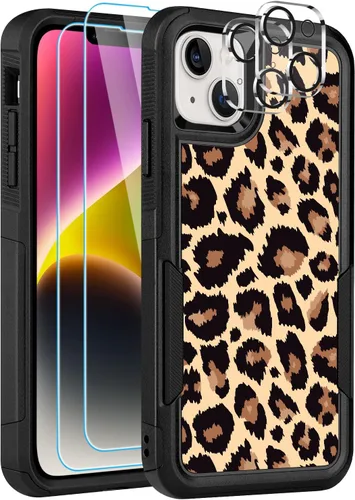 Funda LOQUPE [5 en 1] para iPhone 14 Plus, con 2 protectores de pantalla + 2 protectores de lente de cámara, funda protectora antichoque,
