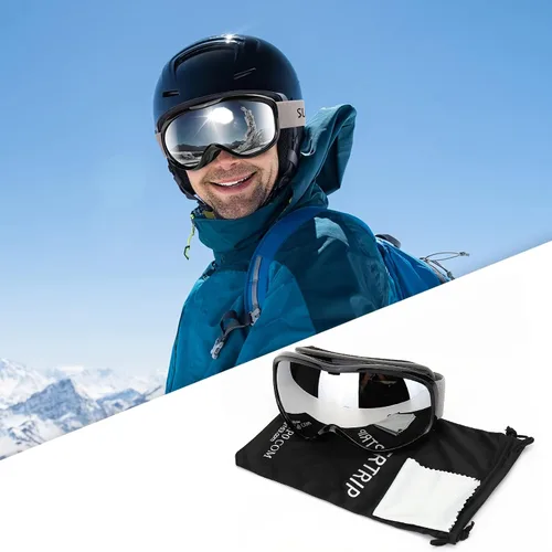 Miniatura 6 de Supertrip Gafas de esquí de nieve antivaho 100% protección UV gafas de esquí snowboard Marco negro/lente plateado (vlt 12%)