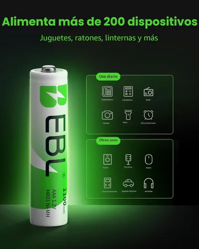 Miniatura 4 de EBL Baterías AAA recargables (16 unidades) Ready2Charge 1100mAh 1.2V Batería Ni-MH