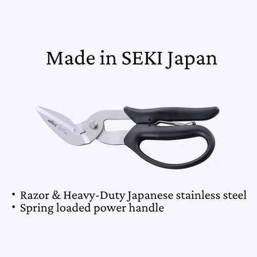 Miniatura 2 de ALLEX Tijeras de cartón resistentes de 8.8 pulgadas con resorte para manualidades, hoja angulada, hoja de acero inoxidable japonés, fabricadas
