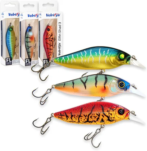 Miniatura 10 de Crankbaits/Jerkbait híbrido para pesca de lubina, buceo poco profundo, manivela para lucio, agua fría para pesca de invierno y primavera, para agua