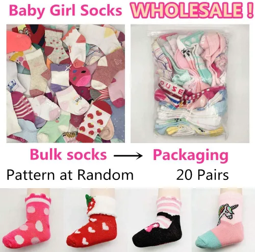 Miniatura 3 de 20 pares de calcetines para bebés, niños y niñas, de algodón (patrón al azar)