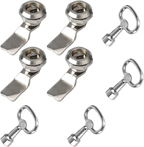 Cerradura de leva tubular de acero inoxidable con cerradura plana y triangular, 4 unidades, para archivos y cajones importantes seguros (triangular)