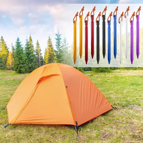 Miniatura 6 de Paquete de 12 estacas para tienda de campaña, estacas de aluminio 7075 para camping, estacas ligeras para tienda de campaña de servicio pesado
