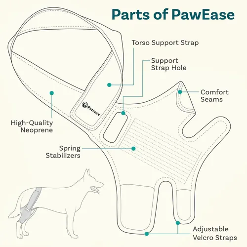 Miniatura 3 de PetCove Rodillera para perro para pierna trasera de Acl desgarrada — Compresión de neopreno, estabilizadores de resorte, correa de soporte de banda